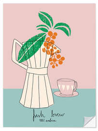 Wandsticker Espresso pot fresh brew 100% arabica