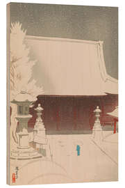 Holzbild Schnee am Sensoji-Tempel - Raizan Negoro