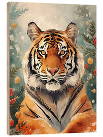 Holzbild Weihnachtstiger