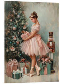 Acrylglasbild Nussknacker, Ballerina und Weihnachtsbaum