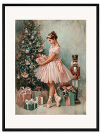Gerahmter Kunstdruck Nussknacker, Ballerina und Weihnachtsbaum