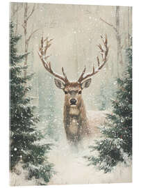Acrylglasbild Vintage Weihnachtshirsch
