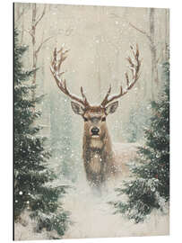 Alubild Vintage Weihnachtshirsch