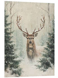 Hartschaumbild Vintage Weihnachtshirsch