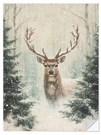 Wandsticker Vintage Weihnachtshirsch