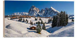 Holzbild Panorama Seiser Alm Südtirol - Achim Thomae