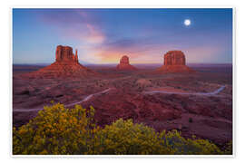 Poster Monument Valley, USA, nach Sonnenuntergang - Martin Podt