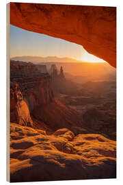Stampa su legno Mesa Arch at sunrise, Canyonlands, USA - Martin Podt