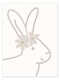 Wandbild Hase mit Blumenschmuck - Julia Reyelt