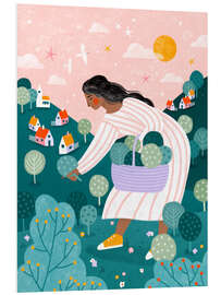 Hartschaumbild Eine Frau beim Obstpflücken