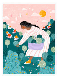 Wandbild Eine Frau beim Obstpflücken - Bea Müller