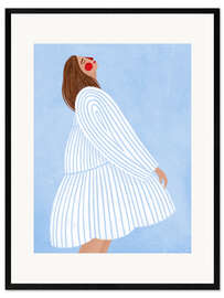 Gerahmter Kunstdruck Die Frau mit den blauen Streifen