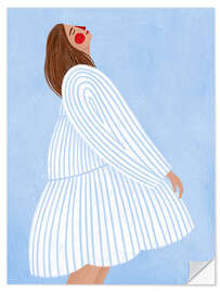 Wandsticker Die Frau mit den blauen Streifen