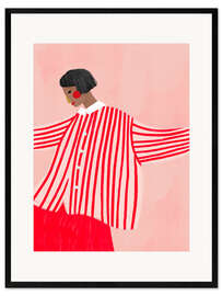 Gerahmter Kunstdruck Die Frau mit den roten Streifen