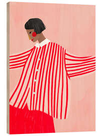 Holzbild Die Frau mit den roten Streifen