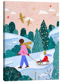 Leinwandbild Schlittenfahrt im Schnee - Bea Müller