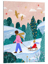 Quadro em plexi-alumínio Snowy Sledge Walk - Bea Müller