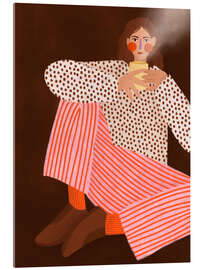 Acrylglasbild Frau beim Tee Trinken