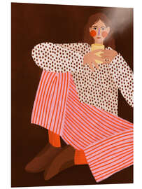 Hartschaumbild Frau beim Tee Trinken