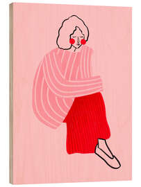 Holzbild Pink and Red Line Lady - Bea Müller