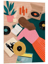 Hartschaumbild Plattenspielen und Lesen