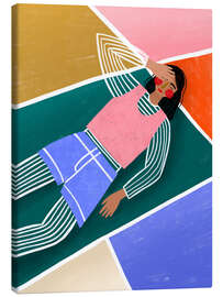 Leinwandbild Lebhafte Frau beim Ausruhen