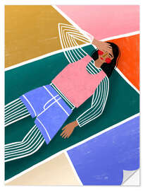 Wandsticker Lebhafte Frau beim Ausruhen