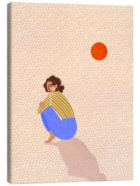 Leinwandbild Woman and Dots Background - Bea Müller