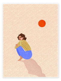Wandbild Woman and Dots Background - Bea Müller