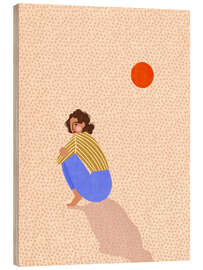 Holzbild Woman and Dots Background - Bea Müller