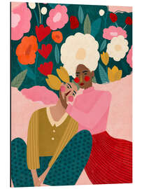 Alubild Umarmendes Paar in blumiger Umarmung - Bea Müller