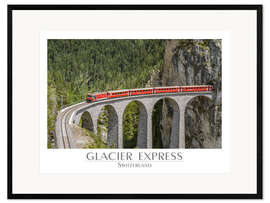 Gerahmter Kunstdruck Glacier Express, Landwasser Viaduct, Switzerland