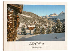 Holzbild Bergdorf Arosa im Winter - Olaf Protze