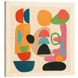 Holzbild Minimal Abstract Shapes Art III