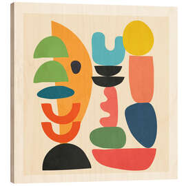 Holzbild Minimal Abstract Shapes Art I