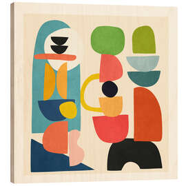 Holzbild Minimal Abstract Shapes Art II