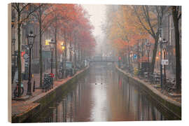 Holzbild Herbstbäume in den Amsterdamer Kanälen - George Pachantouris