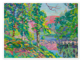 Wandbild Sonnenaufgang am Ufer der Creuse - Jean Baptiste Armand Guillaumin
