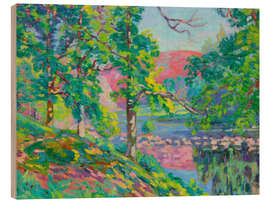 Holzbild Sonnenaufgang am Ufer der Creuse - Jean Baptiste Armand Guillaumin