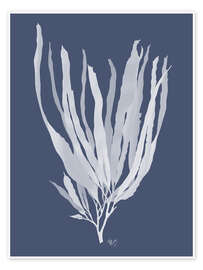 Wandbild Seetangweiß auf Indigoblau