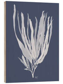 Holzbild Seetangweiß auf Indigoblau