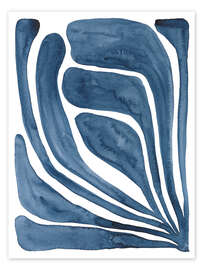 Wandbild Blue Stylized Leaf I - Regina Moore