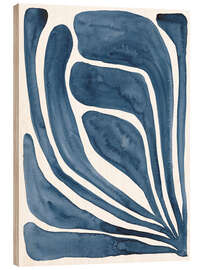 Holzbild Blue Stylized Leaf I - Regina Moore