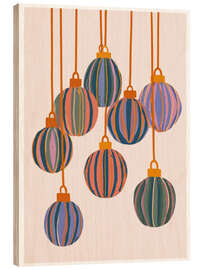 Holzbild Weihnachtskugeln