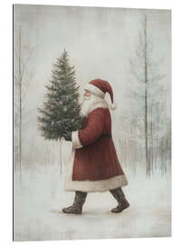 Gallery Print Weihnachtsmann mit Weihnachtsbaum