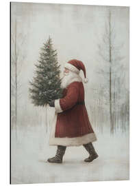 Magnettafel Weihnachtsmann mit Weihnachtsbaum