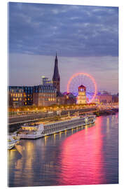 Acrylglasbild Riesenrad in der Düsseldorfer Altstadt am Abend - Michael Valjak