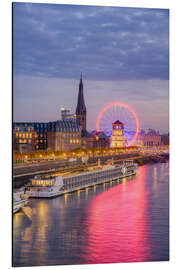 Aluminium print Ferris wheel in Düsseldorf's old town in the evening - Michael Valjak