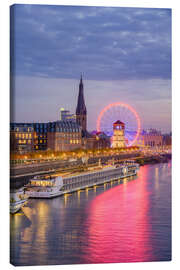 Leinwandbild Riesenrad in der Düsseldorfer Altstadt am Abend - Michael Valjak