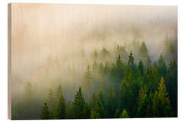 Holzbild Wald im Nebel